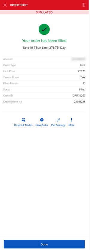 The order ticket filled in Portal. 